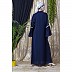 Front open embroidery abaya with Bell sleeves- Navy Blue
